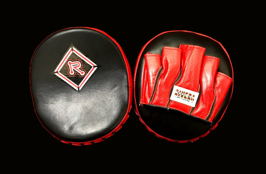 boxing pads with riveraboxing logo